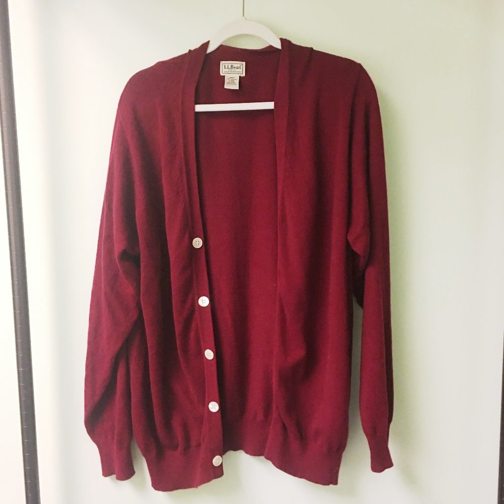 L.L. Bean – 100% Cashmere Red Cardigan
